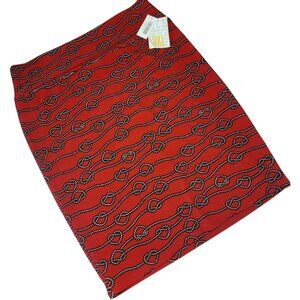 LuLaRoe Cassie Skirt 3XL Red Nautical Rope Knot Summer Coastal Fitted Pencil